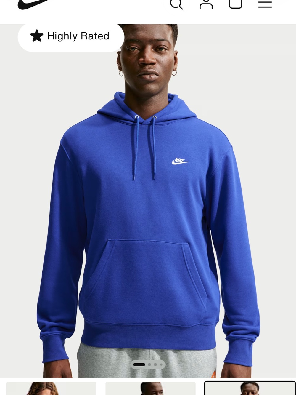 Men’s Nike Blue Pullover Hoodie with White Swoosh